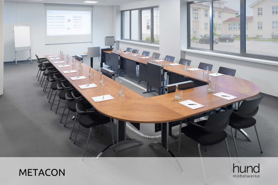Tisch, Konferenztisch, Massiver Großer U-förmiger Tisch Holz sitzplätz für 18 Personen