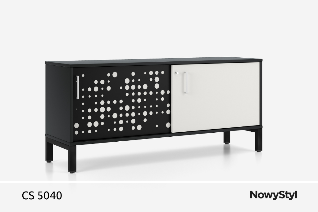 Foto: das CS 5040 von NowyStyl, ein Sideboard mit modernem Schwarz-Weißem Punkt Design und Schiebetüren