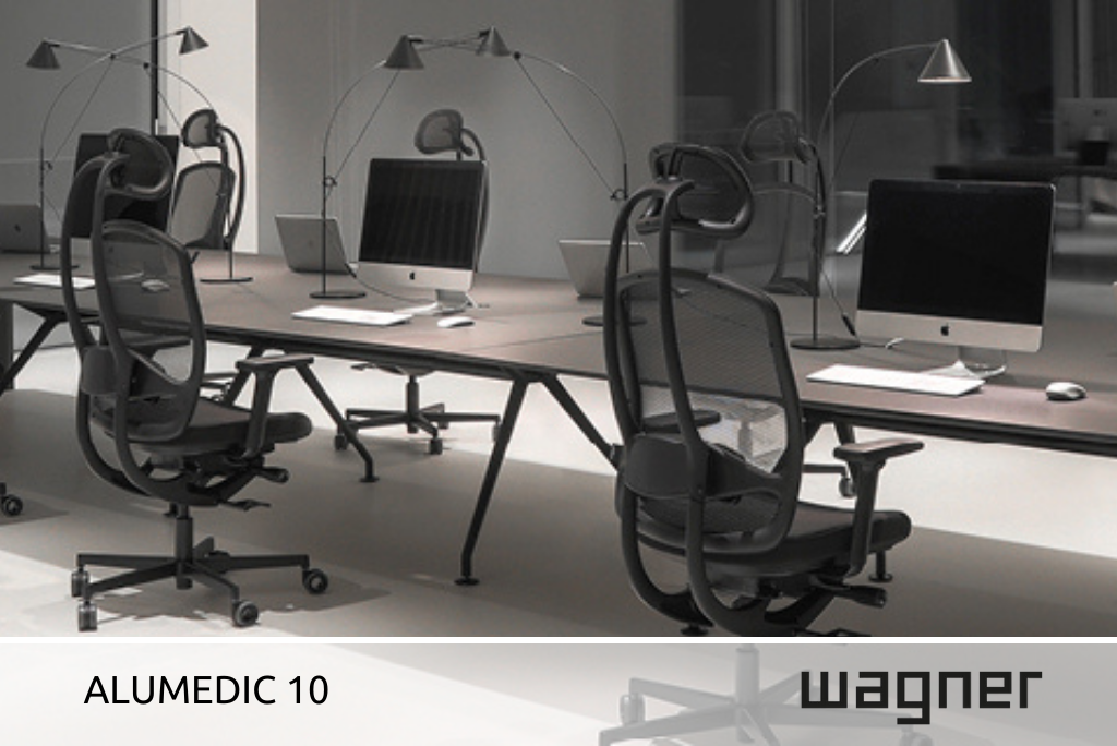 Großraumbüro oder Co-Working Space mit mehreren "Alumedic 10" Stühlen der Firma Wagner
