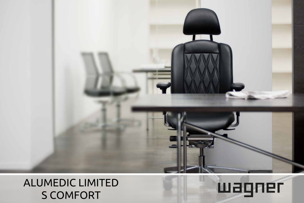 Schreibtischstuhl Alumedic Limited S Comfort der Firma Wagner mit schwarzem Polster