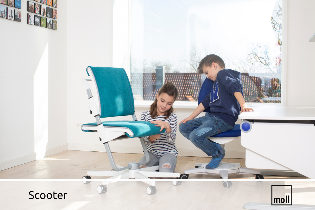 Foto: der Moll Scooter Schreibtischstuhl für Kinder, mitwachsend verstellbar